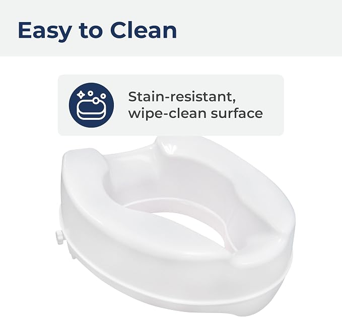 Drive Medical Raised Toilet Seat with Lock, Standard Seat, 4 Inch | Raised Toilet Seat with Lock Adds 4 Inches of Height and Stability to Any Standard Toilet Bowl at Home