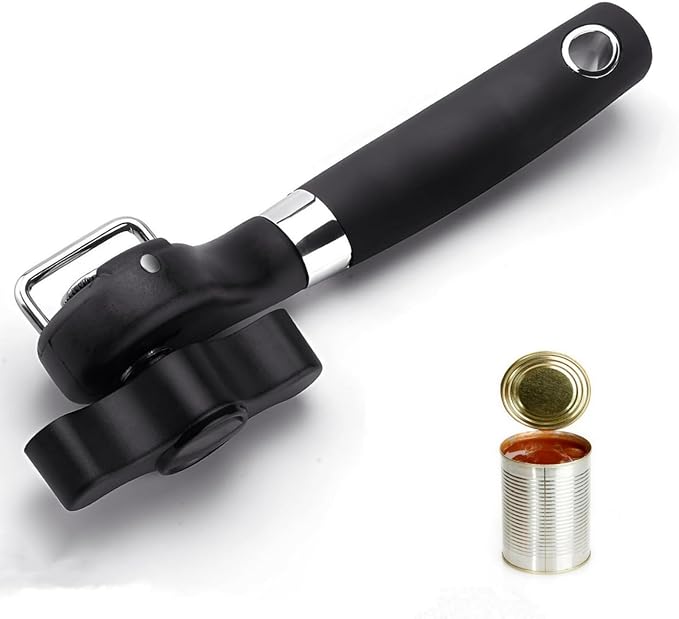 Safety Manual Can Tin Opener,Stainless Steel Ergonomic Anti Slip Design with Smooth Edge Side Cut No Sharp Cuts Can Opener,Lid Lifter that Won't Touch Food