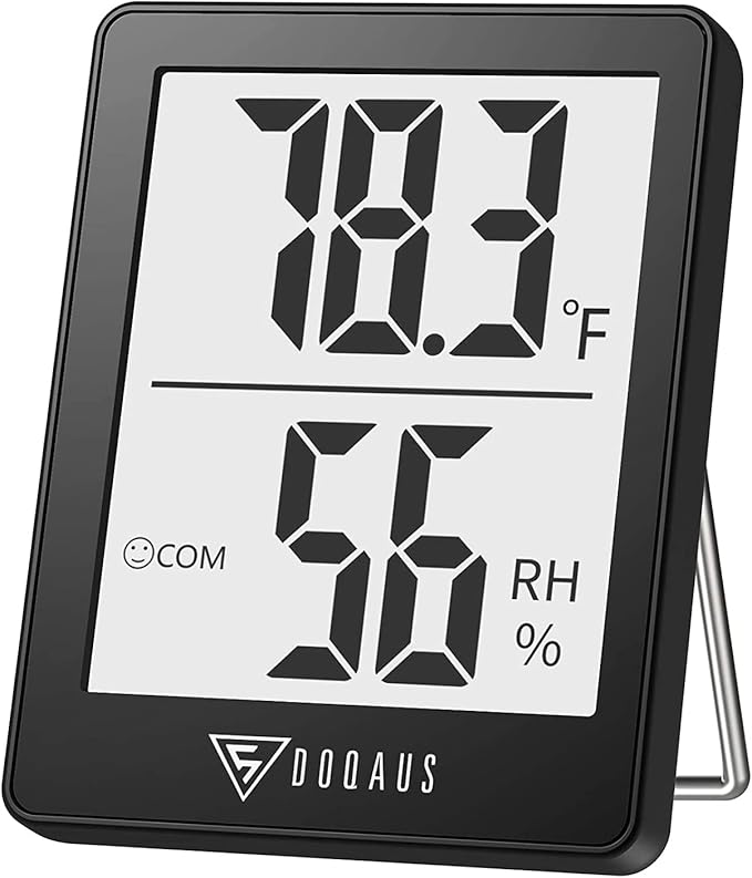 DOQAUS Digital Hygrometer Indoor Thermometer Humidity Meter, Black | Mini Room Thermometer, 5s Fast Refresh, Accurate Temperature and Humidity Monitor for House, Baby Room, Greenhouse, Incubator