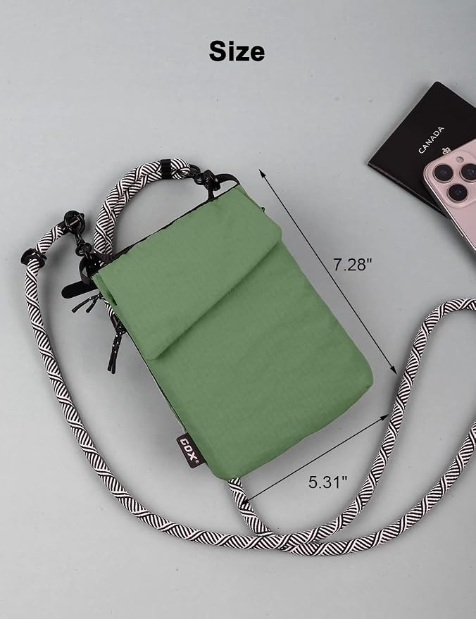 GOX Neck Wallet for Traveling Women,RFID Blocking Crossbody Wallet | Nylon Water-Repellent Passport Holder with Phone Pocket, Small Neck Pouch