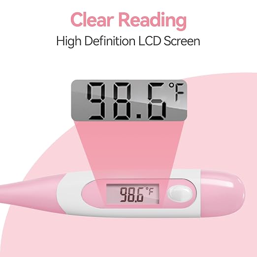 Clinical Digital Thermometer for Adults and Babies, Oral Armpit and Rectal Temperature Thermometer for Fever with Alarm, Flexible Tip