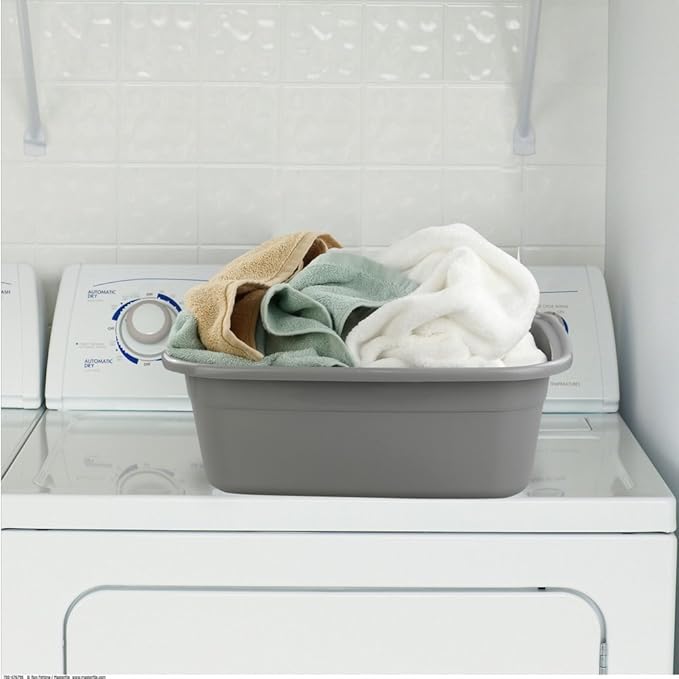 Begale 16 Quart Rectangular Plastic Wash Basins, 4-Pack Dish Pan, Gray