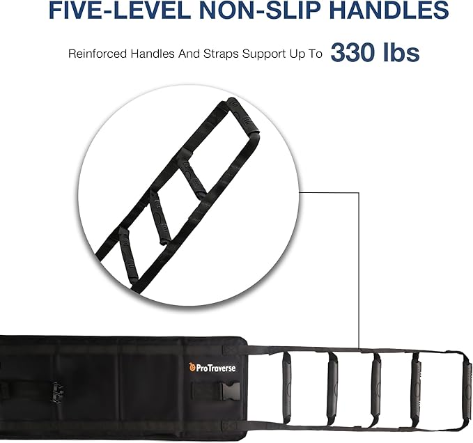 Transfer Sling with 10 Non-Slip Padded Handles – Lift Assist Gait Belt with Safety Waist Strap for Elderly & Injured – Bed, Wheelchair & Floor Transfers, Supports 330 lbs