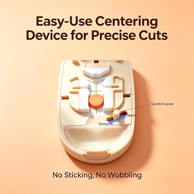 Pill Cutter for Small Tiny and Large Pills, Dual Blade Pill Splitter for Clean and Precise Cuts into 1/2, 1/3, 1/4, with Centering Device, Storage Organizer, Portable & Easy-Grip Design