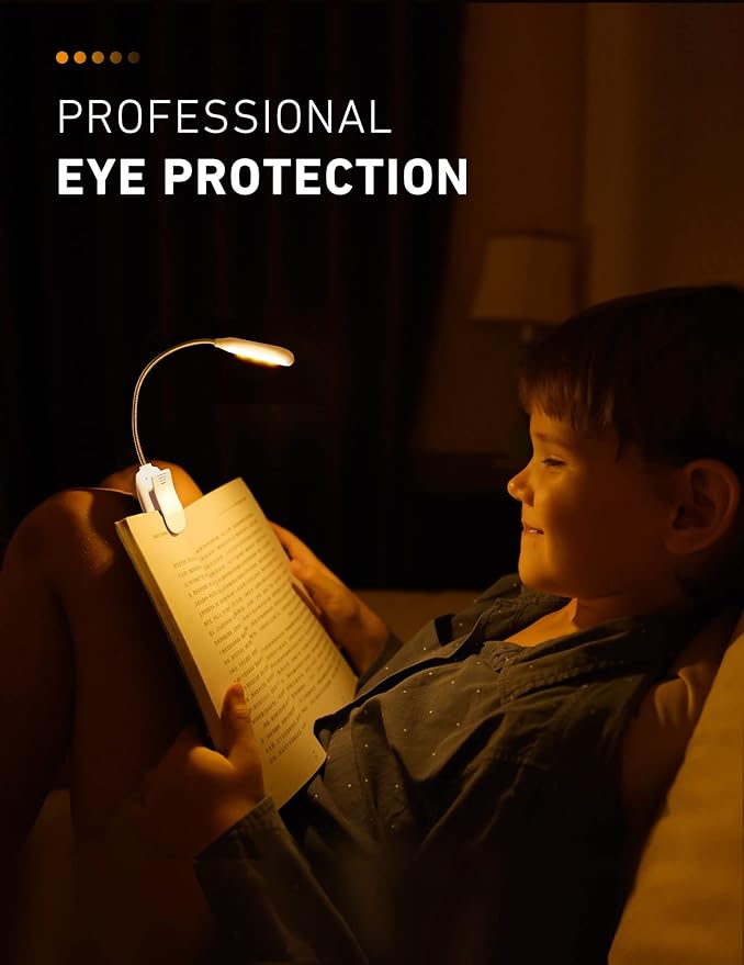 Monotremp Book Lights for Reading at Night in Bed, 80 Hours Runtime Rechargeable Reading Lights for Books in Bed, 3 Brightness Levels × 3 Color Temperatures, 1.3 oz Lightweight