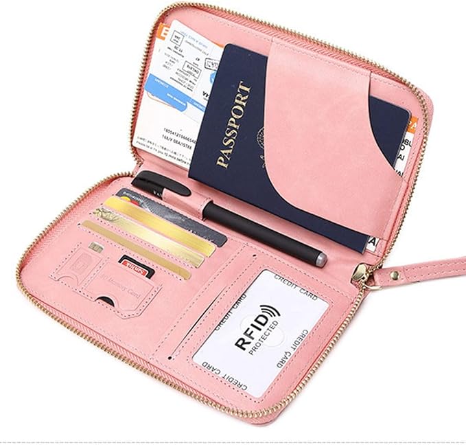 Passport Holder for Travel Women and Men RFID Blocking Passport Holder with Zipper Multi-functional Passport Wallet Passport Case Passport cover Travel Essentials