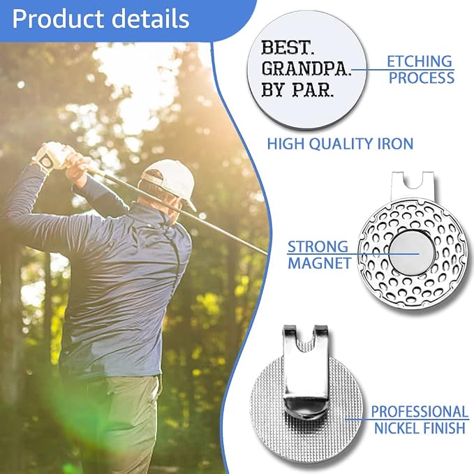 Men Golf Ball Marker with Magnetic Hat Clip, Funny Golf Accessories Gifts for Men, Novelty Birthday Gifts for Male Golfer Fan