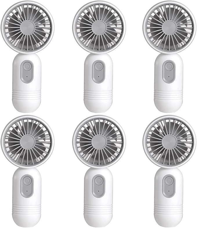 JODNO Mini Portable Fan 6 Pack, Cute Handheld Battery Operated Lightweight Small Personal Fans with 3 Speeds and USB Rechargeable Eyelash Fan for Women Men Office Outdoor Travel Camping
