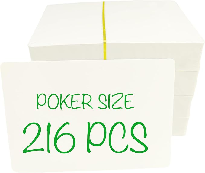 Blank Playing Cards to Write on, Poker Size 2.5" x 3.5", 216PCS | 4 Packs x 54 - Blank Playing Cards Printable, Customizable Deck for Gift, DIY Game