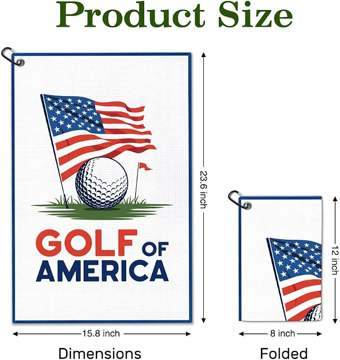 Golf of America Golf Towel with Clip, Funny American Flag Golfing Accessories for Men Women, 4th Of July Retirement Gifts for Golfer Lover, Golfing Gifts for Daddy Grandpa Mom Friend Sport Lover