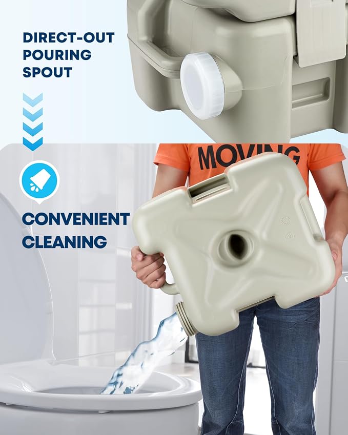 Kohree Portable Toilet for Camping 5.3 Gallon, 20L Cassette Toilet | Porta Potty for Adults with Diagonal Elongated Bowl Seat, Bellows Flush Pump, Flushable Leakproof Toilet for RV Trailer Camp
