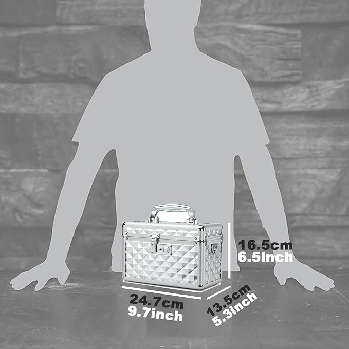 Storage Box with Key Lock, Lockable Medicine Storage Box, Empty First Aid Box, Security Lock Box, Multipurpose Locking Box for Home and Outdoor Use (Silver, Small)