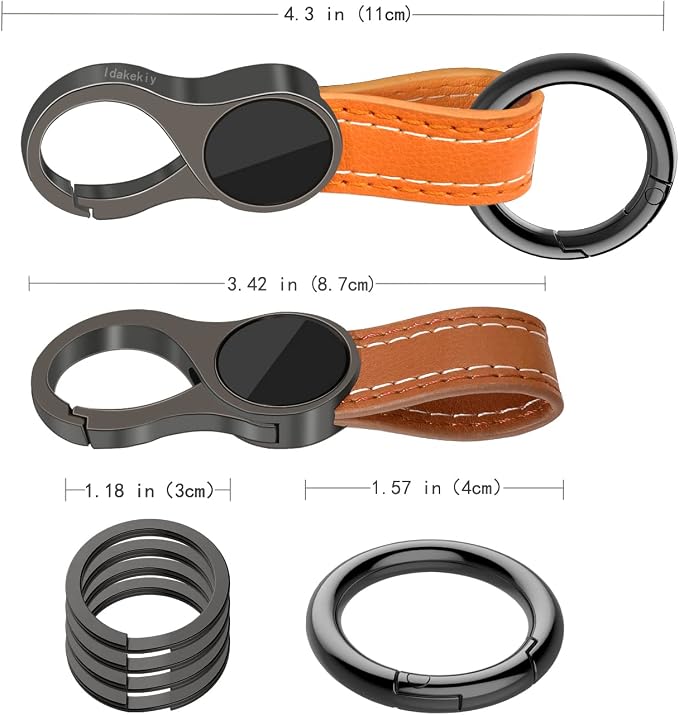 Idakekiy Key Chain with 4 Key Rings and Quick Release Carabiner Clip Leather Car Keychain for Men and Women
