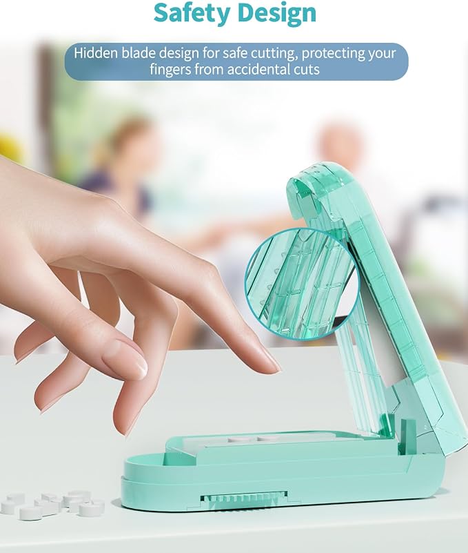 Pill Cutter Splitter for Small and Tiny Pills, Pill Splitter Accurately Cuts Multiple Pills at Once for Large and Small Medicines, Sharp Blade with Safety Guard (Green)