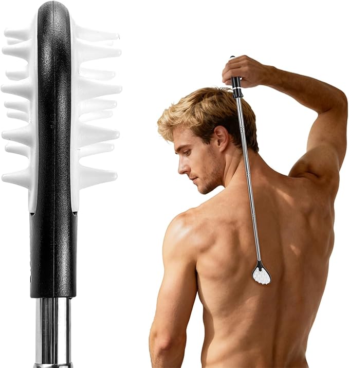 23‑Inch Extendable Double‑Sided Backscratcher, Portable for Adults(D‑Black) | Portable; Double-Sided;Works well for both rough and soft‑textured skin;Suitable for Adult Men and Women