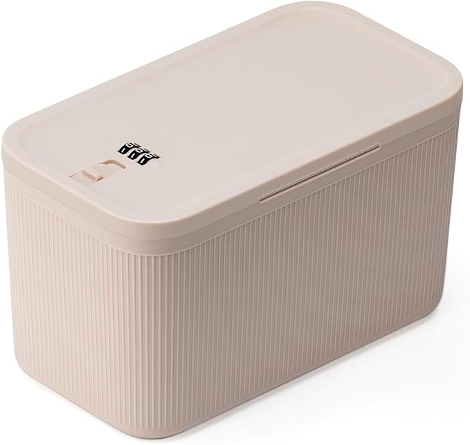 Upgraded Medicine Lock Box with Combination Lock, 3L Bigger Volume, Deeper Interior Height, Lockable Storage Box for Medication, Vitamins, First Aid, Phones, Snacks for Home Fridge Dorm Office