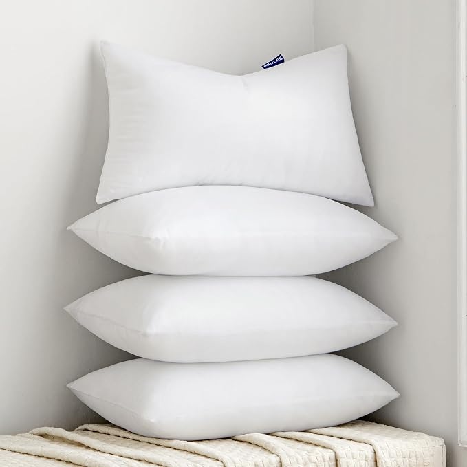 MIULEE Pillow Insert 12x20 Inch Set of 4, Decorative Throw Pillow Inserts | Premium Fluffy Pillow Forms Sham Stuffer for Sofa Couch Living Room