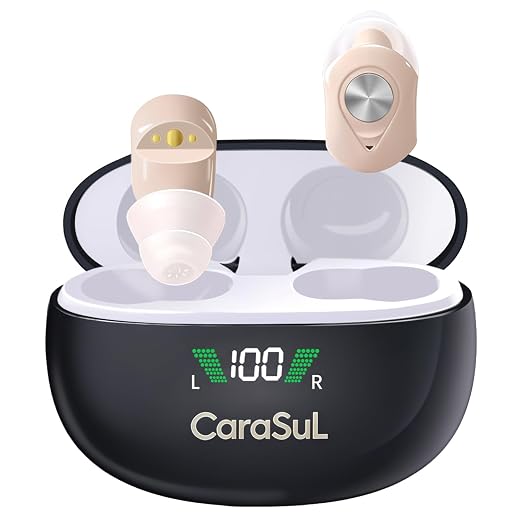 Hearing Aids for Seniors & Adults with 16-Channel Digital OTC Hearing Aids, Rechargeable, Comfort & Invisible In-Ear Design, Auto On/Off