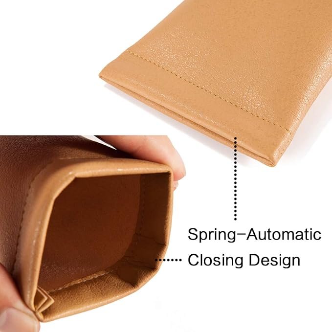 TRIUMPH VISION Eyeglass Case Glasses Case Soft Sunglass Pouch Sleeve 3 Pack | Slim Lightweight Alternative to Bulky Case, Leather Lined Protect Lens, Squeeze Easy to Use, Stylish Portable for Daily Use