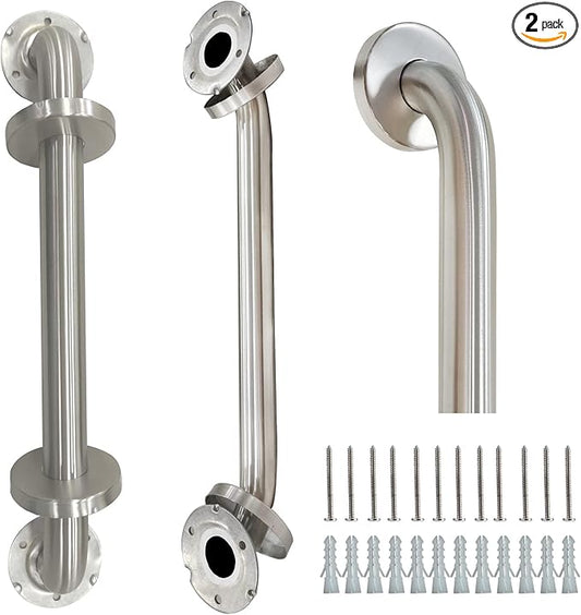 2 Pack Grab Bars for Bathroom, 16 Inch Brushed Nickel 304 Stainless Steel Shower Grab Bar, Safety Assist Handicap Grab Bar, 500lbs Support Grab Bar for Bathtubs and Showers for Christmas Gifts