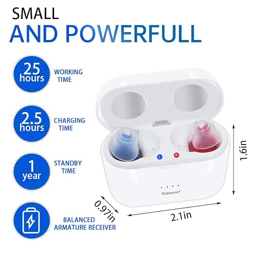 Rechargeable Invisible Hearing Aids for Seniors Adults | Hearing Amplifier with Noise Cancelling with Charging Case