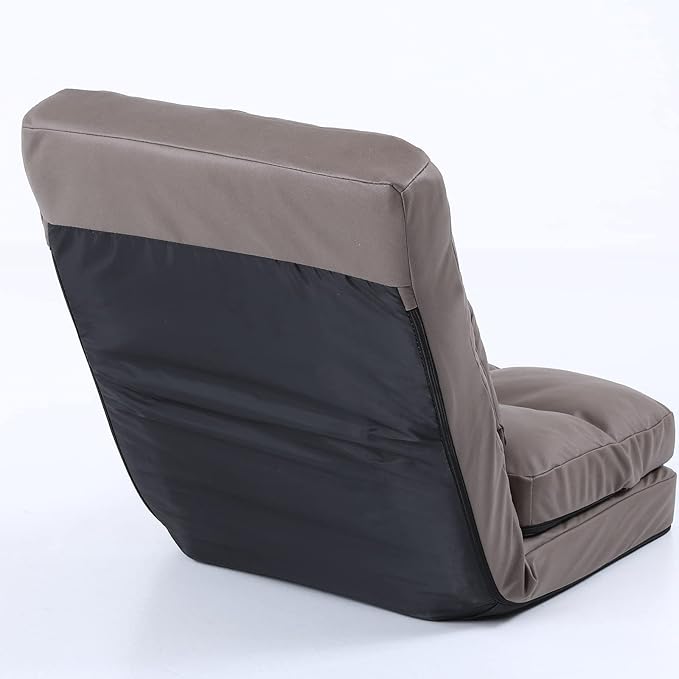 Indoor Chaise Lounge Sofa, Floor Chair with Back Support for Adults, 14 Angle Adjustment Recliner Chair, Folding Floor Lounger with Pillow 8823(Brown-1)