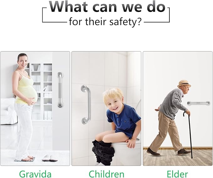 2 Pack 12 Inch Grab Bars for Bathtubs and Showers, Anti Slip Shower Grab Bars Stainless Steel Shower Handle Toilet Handicap Elderly Senior Assist Bathroom Saft Handle