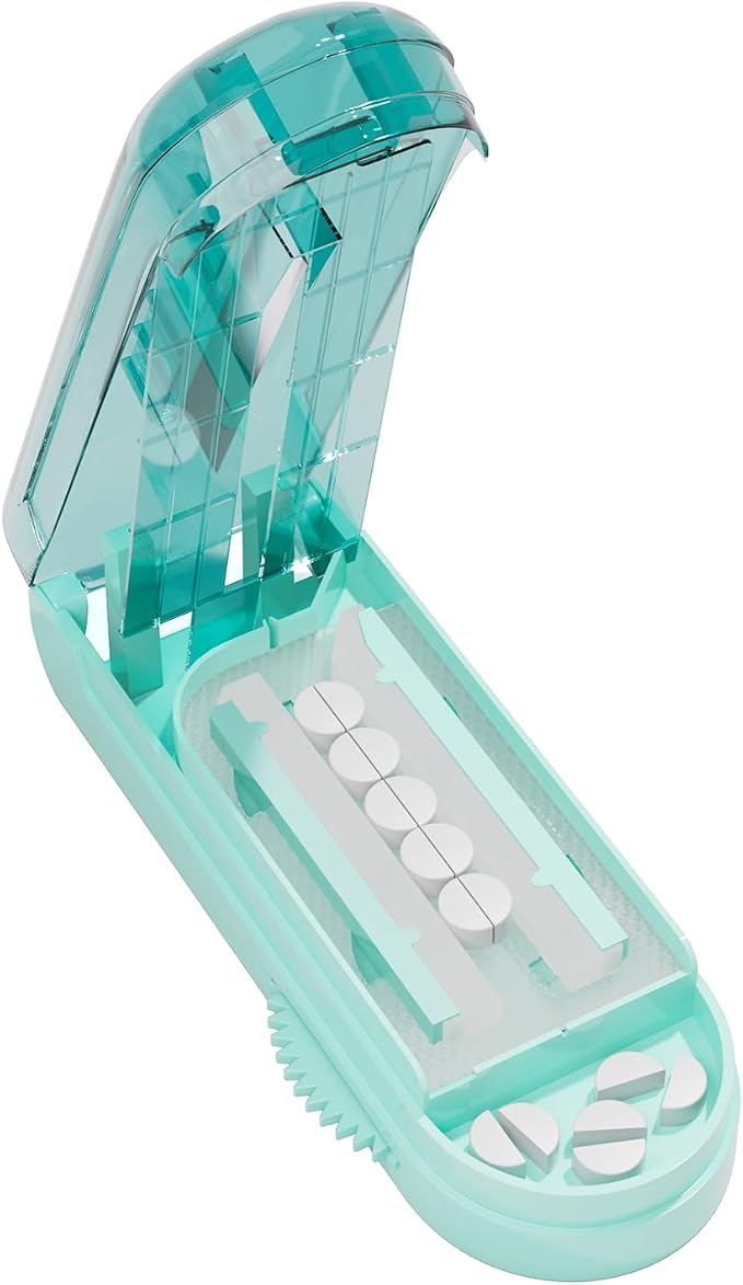 Pill Cutter Splitter for Small and Tiny Pills, Pill Splitter Accurately Cuts Multiple Pills at Once for Large and Small Medicines, Sharp Blade with Safety Guard (Green)