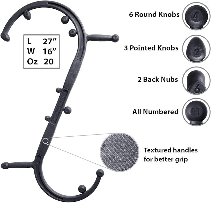 Body Back Buddy Elite – USA Made – Trigger Point Massage Tool (Black)