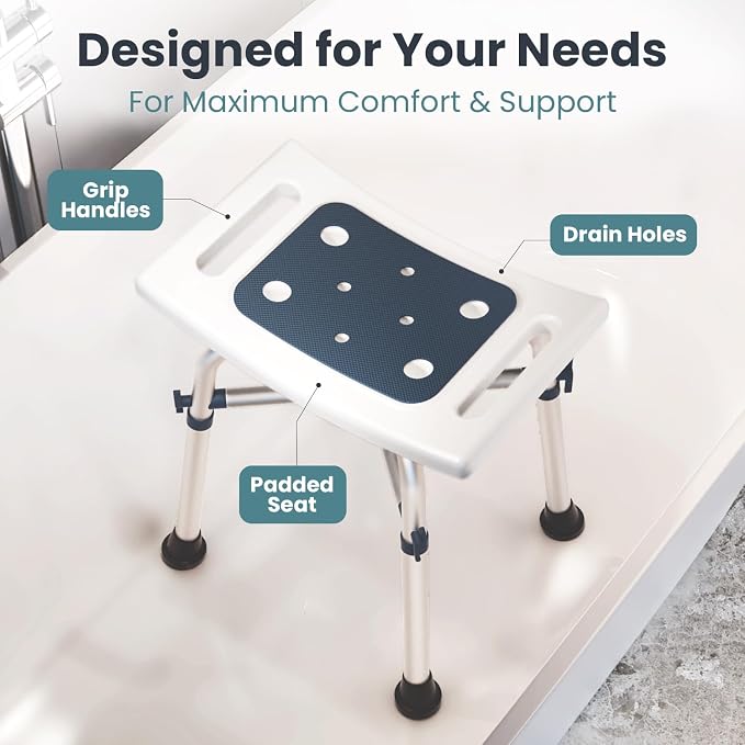 PELEGON® Shower Chair for Inside Shower (300 lb) - Adjustable Height Shower Stool - Shower Seats for Adults, Bath Stools for Shower to Sit, Shower Chair, Shower Stools for Adults Sitting - Teal