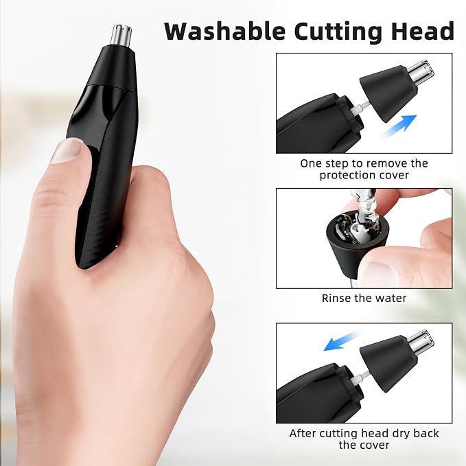 Nose Hair Trimmers for Men,Rechargeable Eyebrow Trimmer 2 in 1 Painless Multifunctional Ear and Nose Hair Trimmer with Dual Edge Blades Portable Design Z02