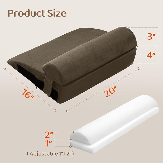 Recliner Foot Rest Cushion with Removable Semi-Cylinder | Customize Support For Every Body Part, Adjustable Recliner Leg Pillow for Recliner&Sofa,2 Reinforced Strap for No Slip,Coffee