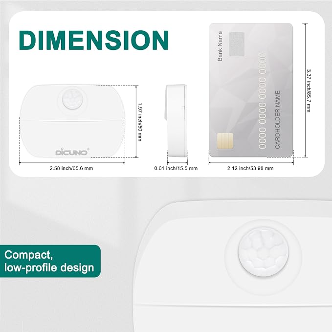 DiCUNO Motion Sensor Night Light, Stick-On, Battery Operated, 3000K, 4-Pack | Stick-On Nightlight with Dusk to Dawn Sensor, 20lm, Warm White, 0.5W, Night Lights LED for Bedroom, Bathroom, Hallway, Stairs