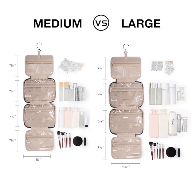 BAGSMART Toiletry Bag Travel Bag with Hanging Hook, Water-resistant Makeup Cosmetic Bag Travel Organizer for Accessories, Shampoo, Full-size Container, Toiletries (Dark Purple, Large)