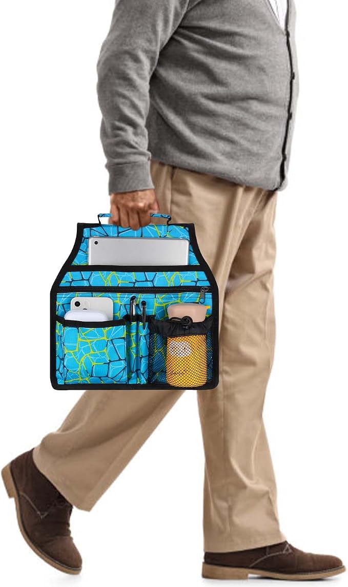 supregear Side Walker Bag, Walker Accessories Bag w/Cup Holder, Folding Walker Basket Waterproof Walker Organizer Caddy Pouch for Most Walker with Side Bar for Seniors, Elderly, Double Sided