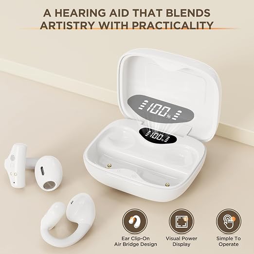 Hearing Aids for Seniors Rechargeable OTC Hearing Aids Comfortable Semi In Ear Design No Ear Blocking 16 Channel Smart Noise Reduction Whistle Suppression HD Clear Sound Digital Battery Display 70+ Hours Long Standby 5 Volume Levels Easy to Use