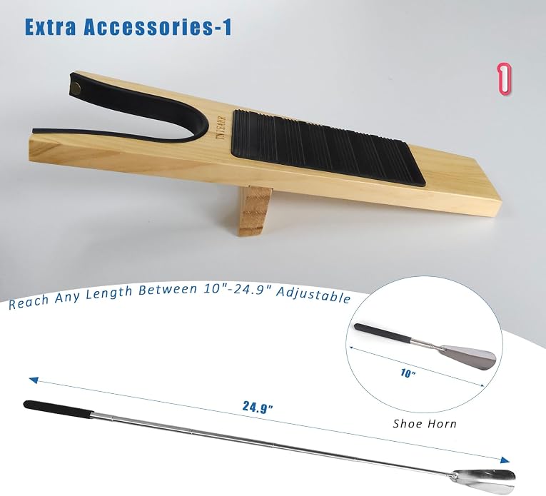 Boot Jack- Wide Opening Design for Effortless Boot Remover, No Bend Needed with Shoe Horn, Wooden Shoe Remover with Non-Slip Base, Perfect for Seniors & Adults