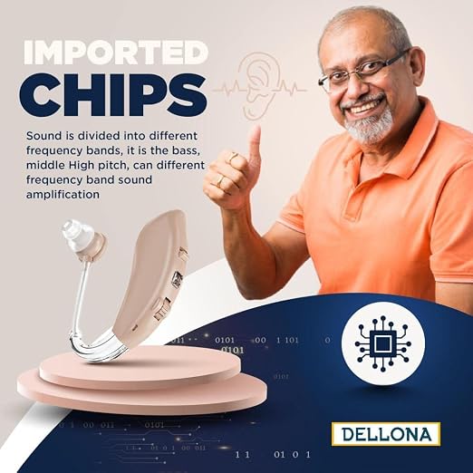 DELLONA High-Performance Hearing Aids for Seniors, OTC Rechargeable Hearing Aid for People with Severe Hearing Loss with Intelligent Noise Reduction (Pair), 4 Modes - Comfortable Hearing Aid devices for elderly, Over The Counter Hearing Aids (Beige - C)