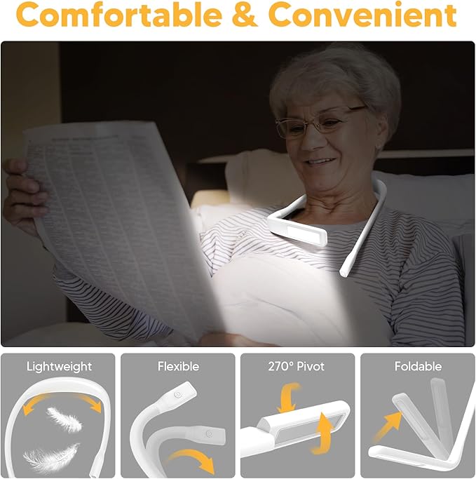 Neck Light Book Lovers Gifts: Crochet Accessories Knitting Gifts for Mom Christmas Stocking Stuffers for Men Women Husband Wife Teens Readers White Elephant Gift Exchange Sewing Supplies Reading Light