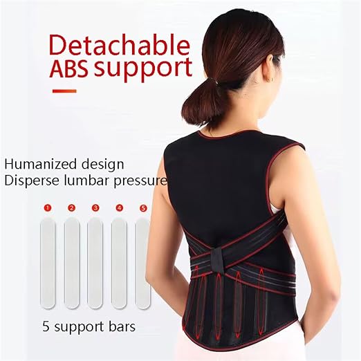 Seniors Self Heating Back Brace Physical Therapy 108pcs Magnets Full Back Lumbar Support Belt Pain Relief For Middle Elderly Men Women Posture Corrector (Color : Black, Size : XL/X-Large)