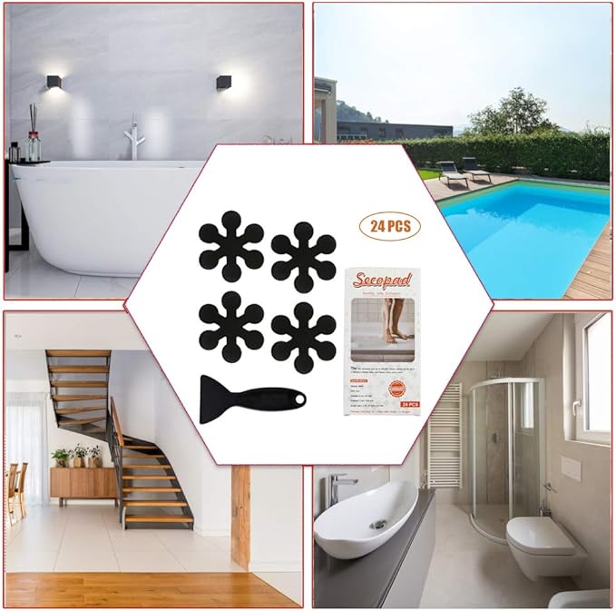 Bathtub Stickers Non-Slip, Safety Shower Treads Adhesive Appliques with Premium Scraper