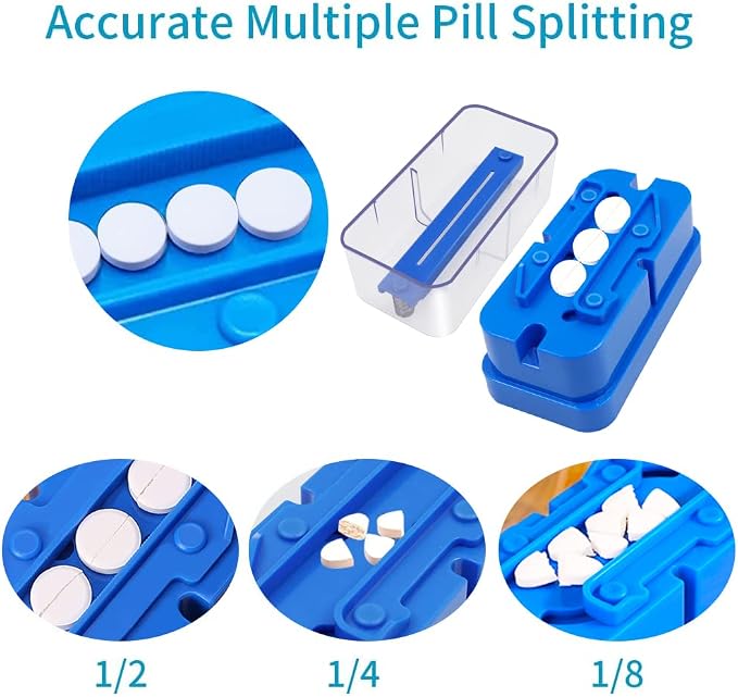 Pill Cutter Splitter for Small and Tiny Pills, Abnaok 1/2 Pill Splitter for Small Pills,Vitamins, Tablets in Half or Quarters, Accurate and Easy Cutting, Stainless Steel Blade