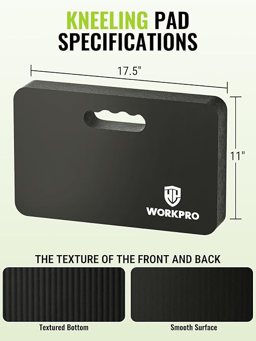 WORKPRO Extra Thick Kneeling Pad, 1 Pack, Black, 17.5 x 11 x 1.5 in | Soft NBR Foam Cushioning for Knee, Large Foam Kneeler Mat, For Gardening, Bathing Baby, Exercise, Workout Supplies