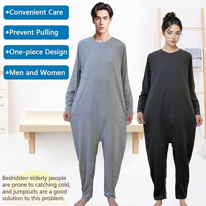 Unisex Anti-Strip Jumpsuit with Back and Leg Zipper,Suitable for Seniors,Incontinence Care,Dementia,Alzheimer’s