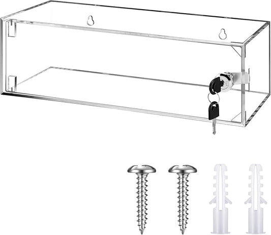 Refrigerator Medicine Lock Box with Keys and Mounting Hardware 13 x 5.12 x 4.02 Inch Wall Mount Locking Medicine Box Clear Acrylic Wall Cabinet, First Aid Kit for Emergencies Home Use