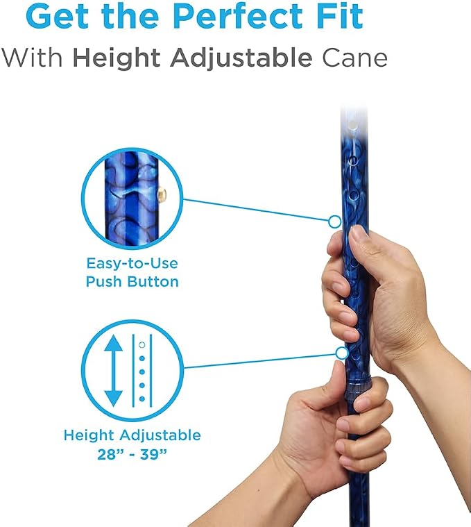 NOVA Offset Walking Cane for Seniors, Men & Women – Lightweight Adjustable Walking Cane with Soft Foam Grip, Wrist Strap, Anti-Rattle Lock & Non-Slip Tip – Stylish Mobility Aid