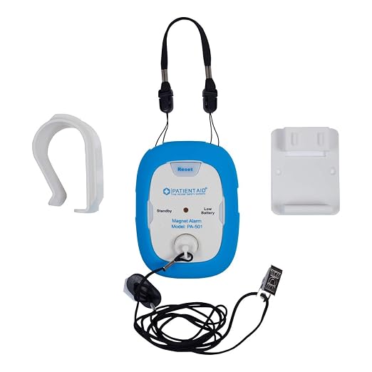 Patient Aid Chair & Bed Alarm - Magnet Pull Cord Alarm for Elderly & Dementia Patients - Helps Prevent Falling & Wandering - with Battery, Magnetic Caregiver Alert & 3 Mounting Options