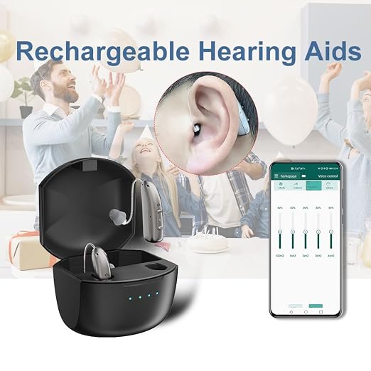 Rechargeable Hearing Aids for Seniors Adults, Advanced Multi Channel Digital BTE Hearing Amplifier with App Control