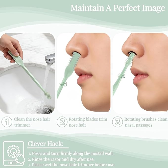 2026 Upgraded 2-in-1 Nasal Hair Cutter, 360° Rotating Double-Sided Blade, Washable Portable Grooming Tool for Men & Women, Travel Essential (Colorful-5PCS)