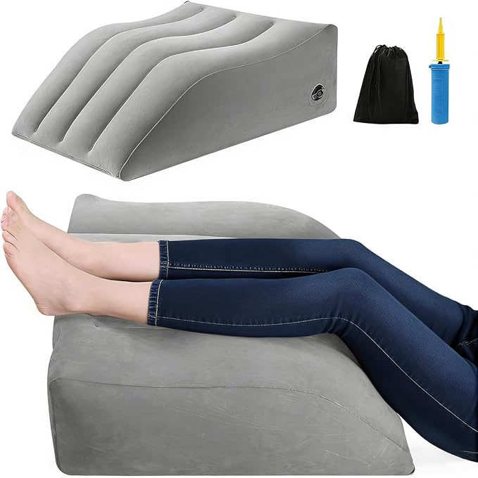 Leg Elevation Pillows for After Surgery, Inflatable Leg Elevation Wedge Pillow for Sleeping, Portable Leg Wedge Pillow for Swelling, Leg Pillow for Knee Surgery Recovery